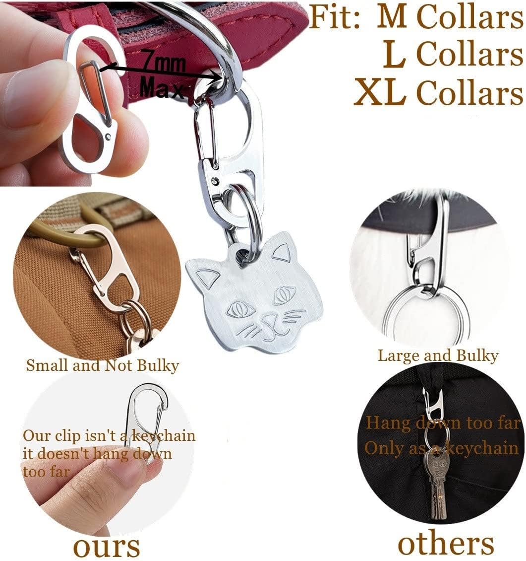 Clips rápidos para etiqueta para mascotas, clips de identificación de mascotas hechos de acero inoxidable, perfectos para perros medianos y grandes