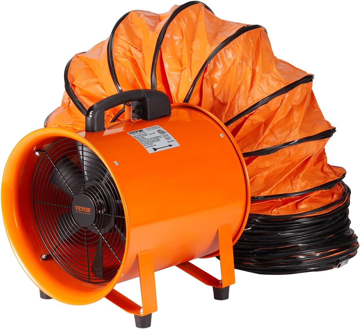 VEVOR Ventilador de ventilador utilitario de 16 pulgadas, 2 velocidades con manguera de conducto de 16.4 pies