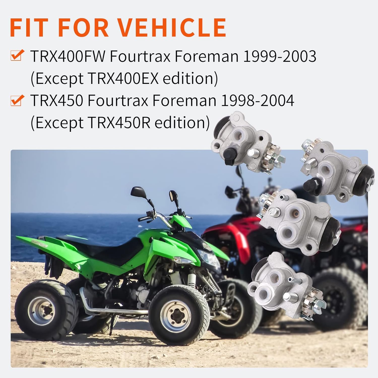 Cilindros de rueda de freno delantero para Hon-da Foreman 450 TRX450 S 1998-2004 (kit izquierdo y derecho todos los 4) TRX450FETRX450FM,