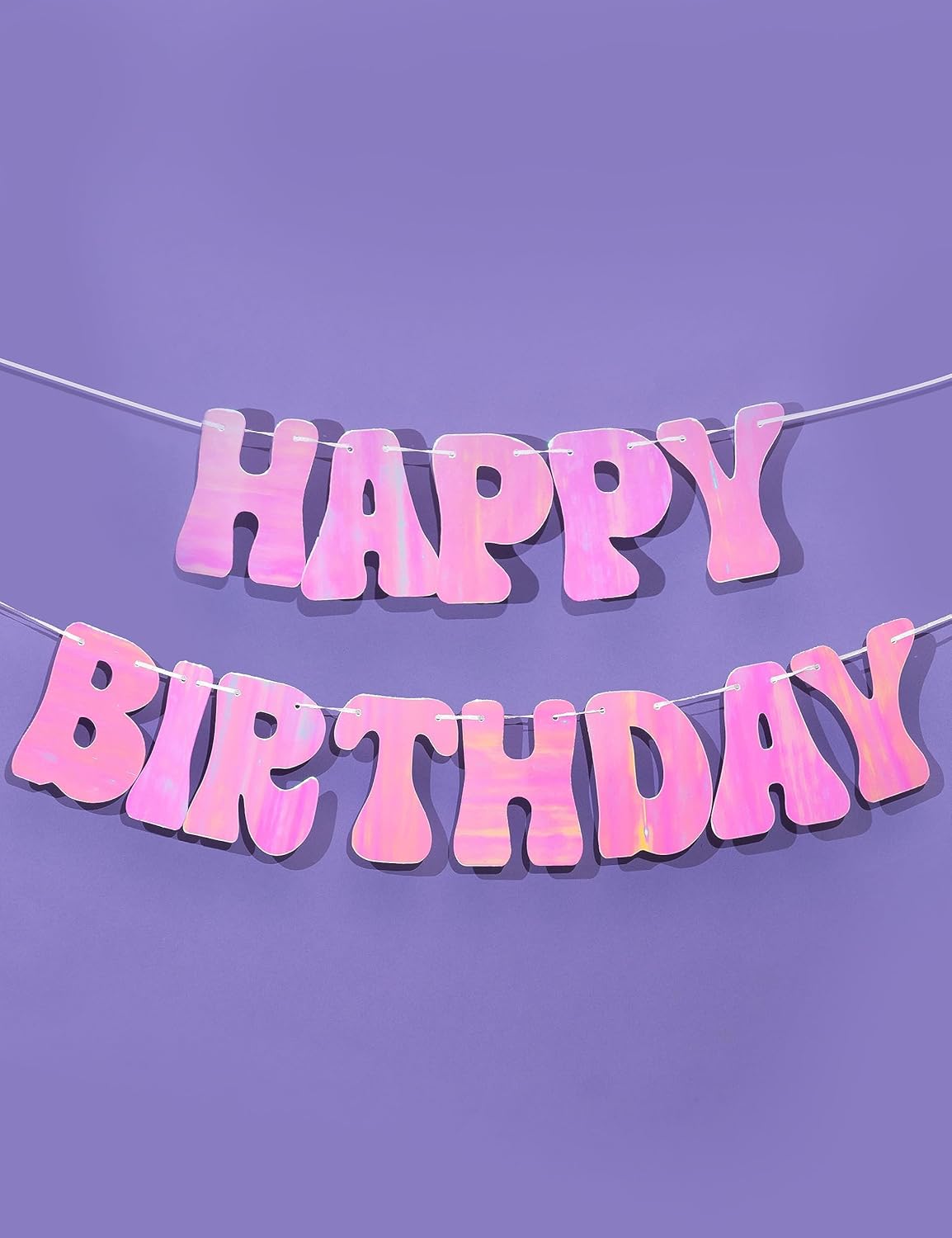 HOUSE OF PARTY Cartel de feliz cumpleaños  Cartel de letras de feliz cumpleaños iridiscentes de color rosa iridiscente de 6 pies  Fondo colgante de