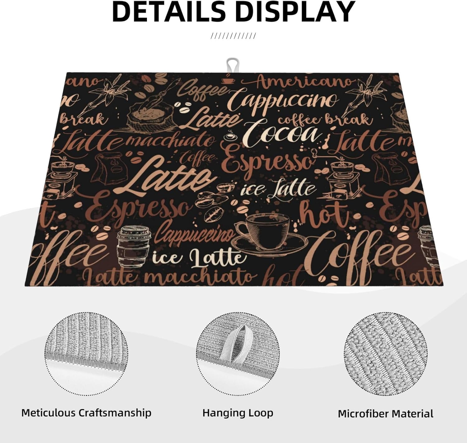 Tapete de secado de platos de café para encimera de cocina, máquina de café absorbente, almohadilla de microfibra absorbente, tapete de drenaje de