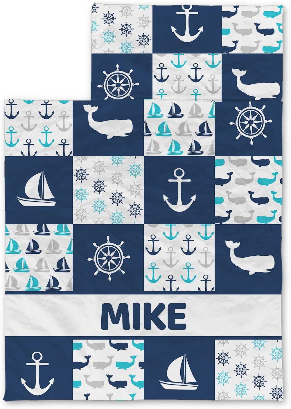 Tapete personalizado para siesta con nombre, sacos de dormir de vela y ancla para niños, colchón de cama personalizado para niños, bolsas de dormir