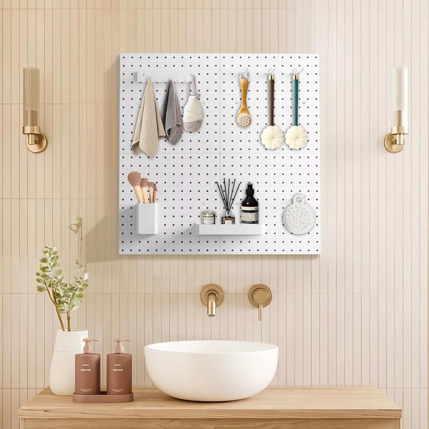 Tablero de clavijas, se adapta a ganchos de metal de 18 pulgadas, organizador de pared de 24 x 12 pulgadas para sala de manualidades, garaje,