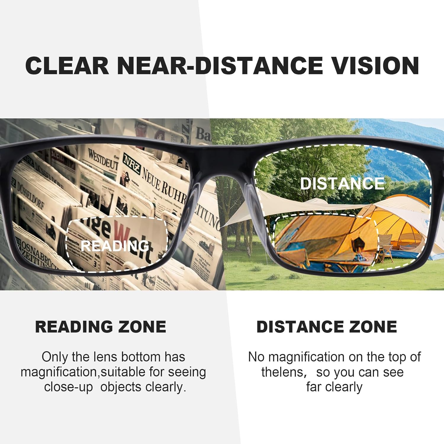 Missfive Paquete de 2 lentes de lectura bifocales ligeros para hombres, bloqueo de luz azul cercanolejano, lectores de bisagra de resorte de doble