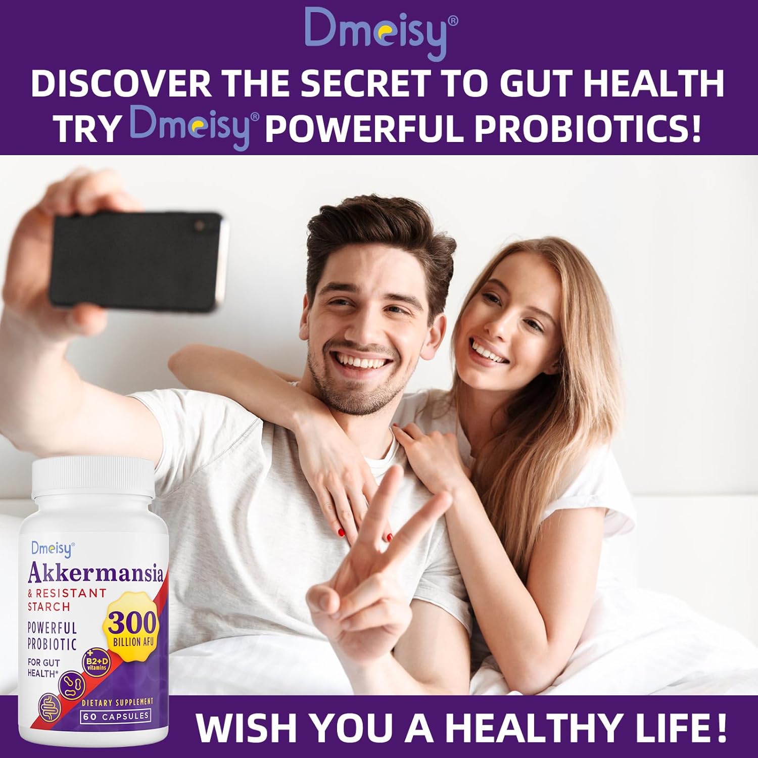 300 mil millones de AFU Akkermansia Muciniphila – Probióticos vivos Akkermansia para hombres y mujeres, para GLP-1, digestivo, intestino, inmune y