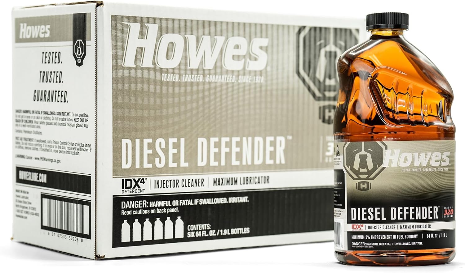 Howes Diesel Defender – Limpiador inyector de 64 onzas y lubricador de combustible diésel (seis botellas de 64 onzas)