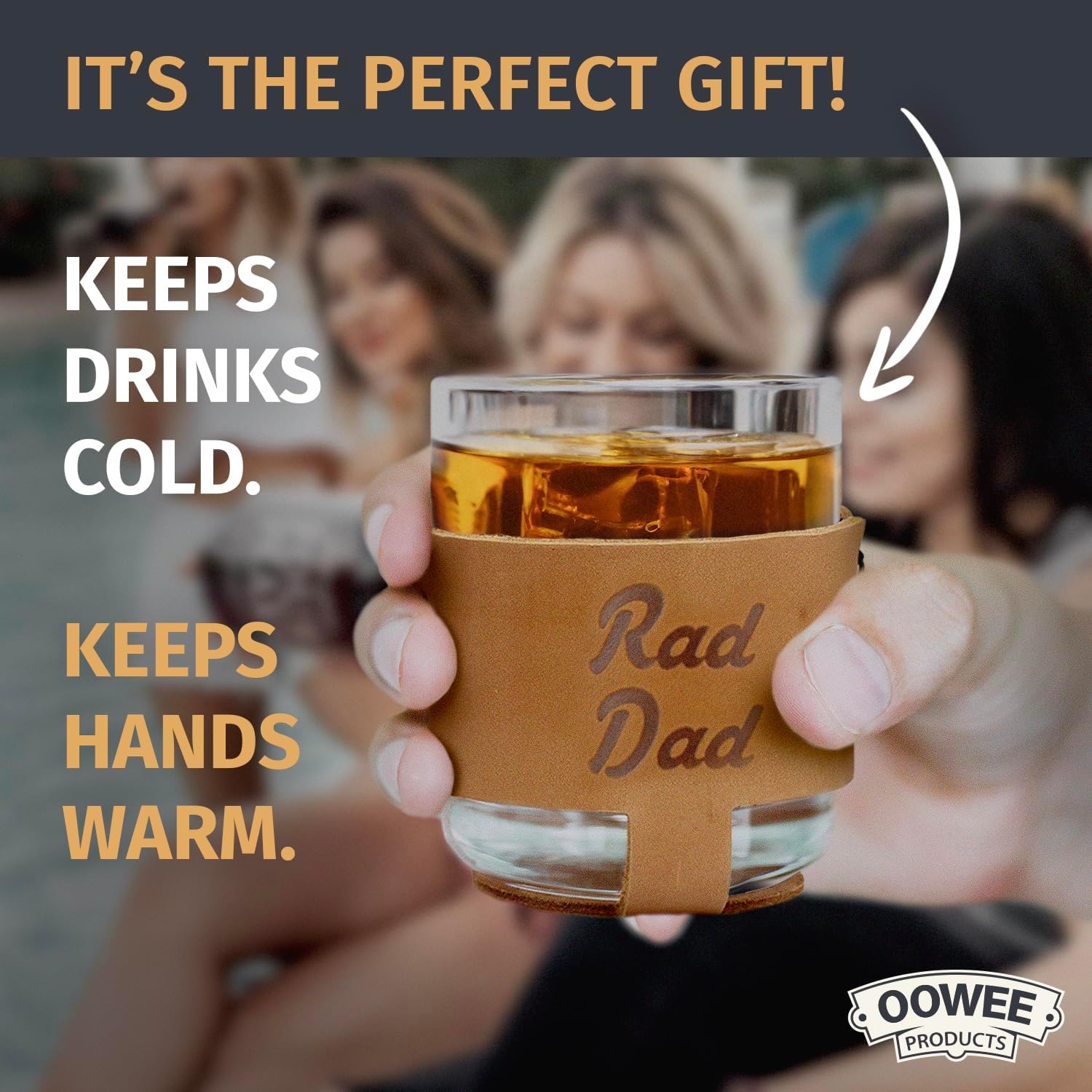Oowee – Juego de 2 vasos de whisky de 9.6 onzas y vasos de estilo antiguo, gran regalo para hombres, funda fabricada en los Estados Unidos, Rad Dad
