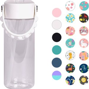 Elemental Botellas de agua a prueba de fugas para niños, botella de agua para niños para la escuela con divertido mango de apretar  Botella de agua Elemental Botellas de agua a prueba de fugas para niños, botella de agua para niños para la escuela con divertido mango de apretar  Botella de agua
