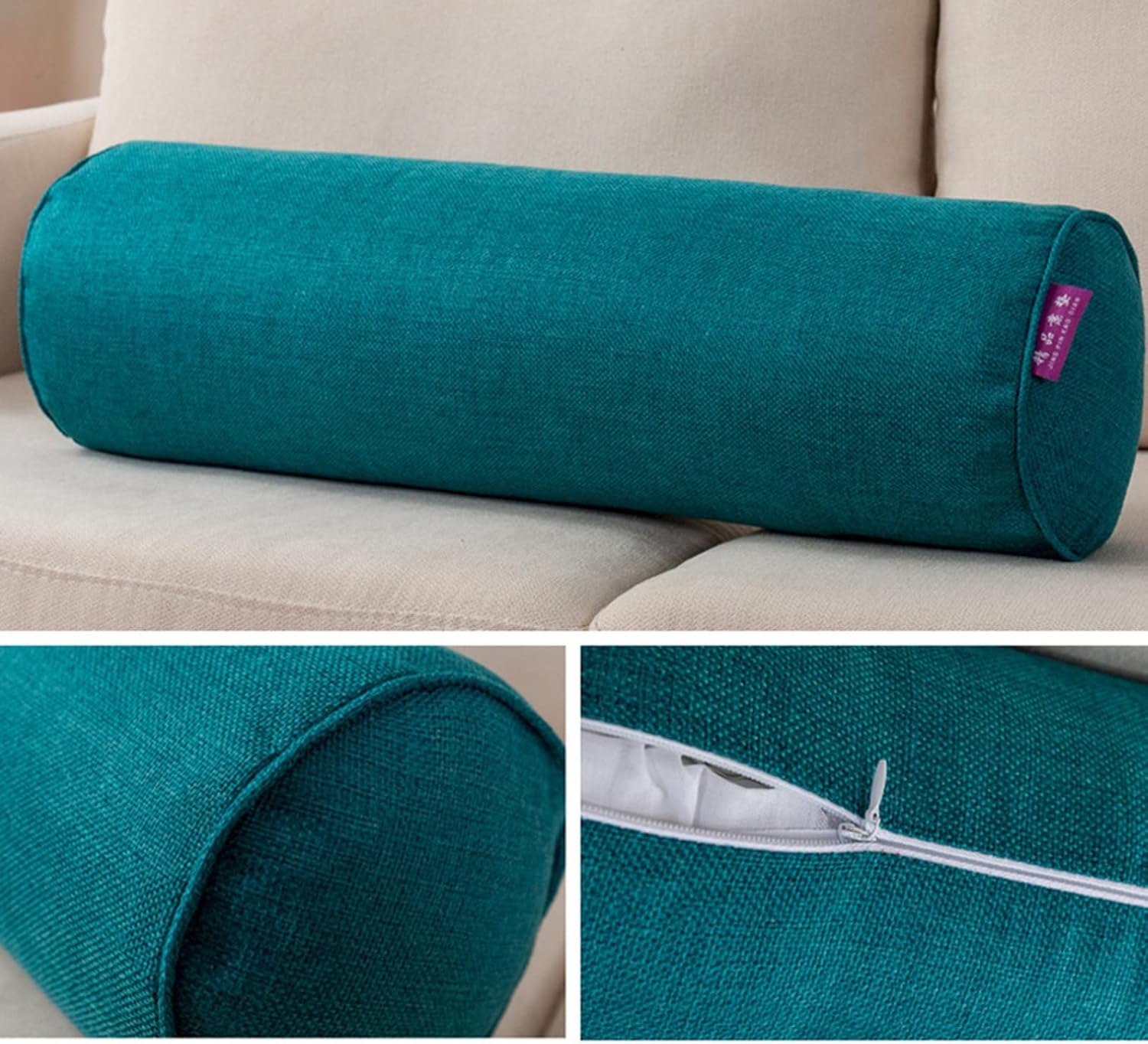 Almohada redonda de cilindro cervical con funda extraíble lavable, diseñada ergonómicamente para cabeza, cuello, espalda y piernas. Ideal para