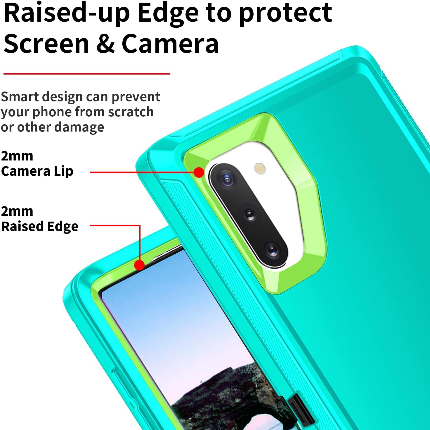 Funda para Galaxy Note 10, a prueba de golpes, protección de cuerpo completo de 3 capas sin protector de pantalla, funda rígida resistente de alto