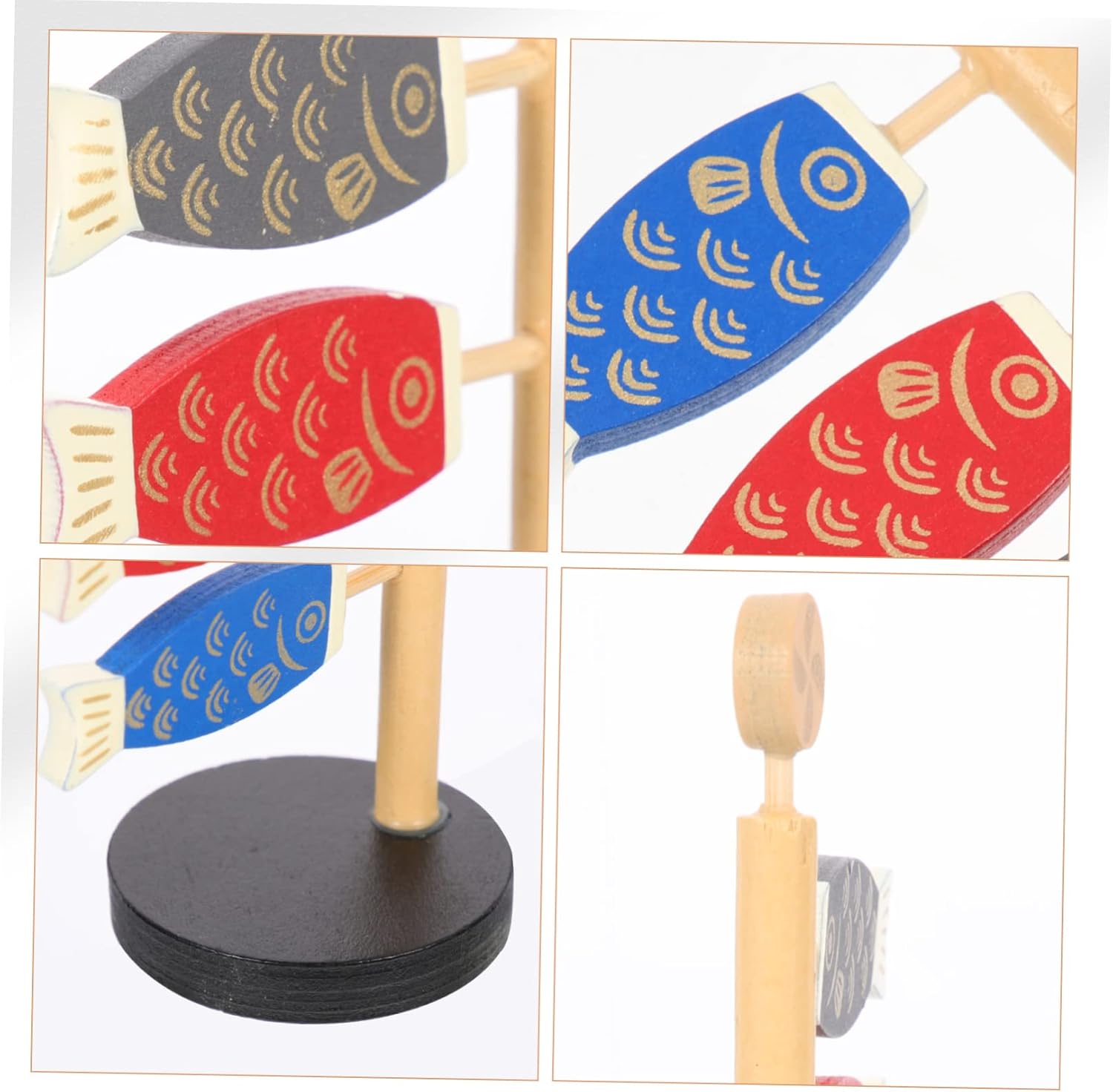 Garneck 4 unids carpa serpentina decoración madera lugar titular meditación cojín carpa japonesa windsock figurines carpa japonesa banner pescado