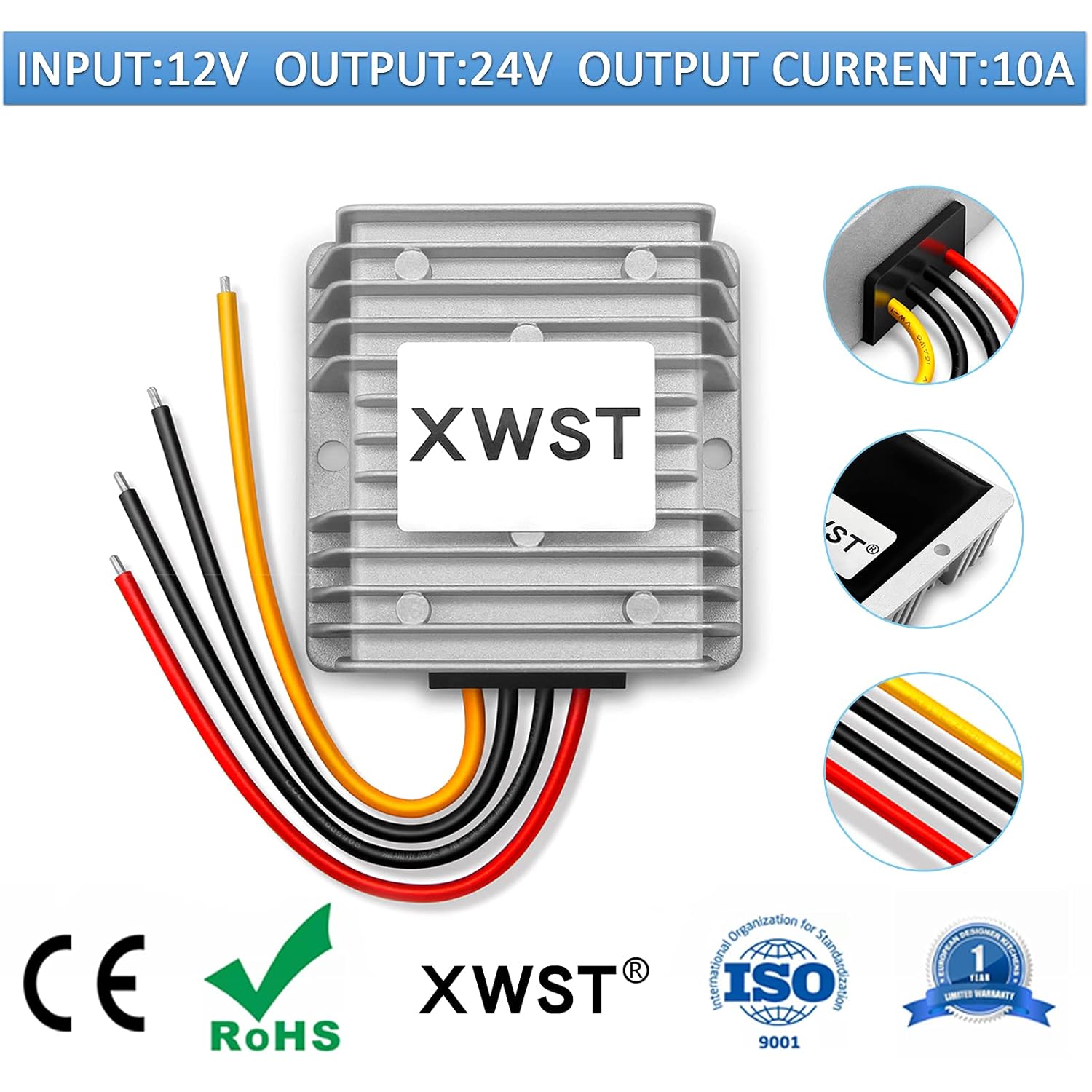 Regulador convertidor de impulso de 12 V CC de 12 V de 10 A, 240 W, fuente de alimentación, convertidor de módulo impermeable, adaptador de