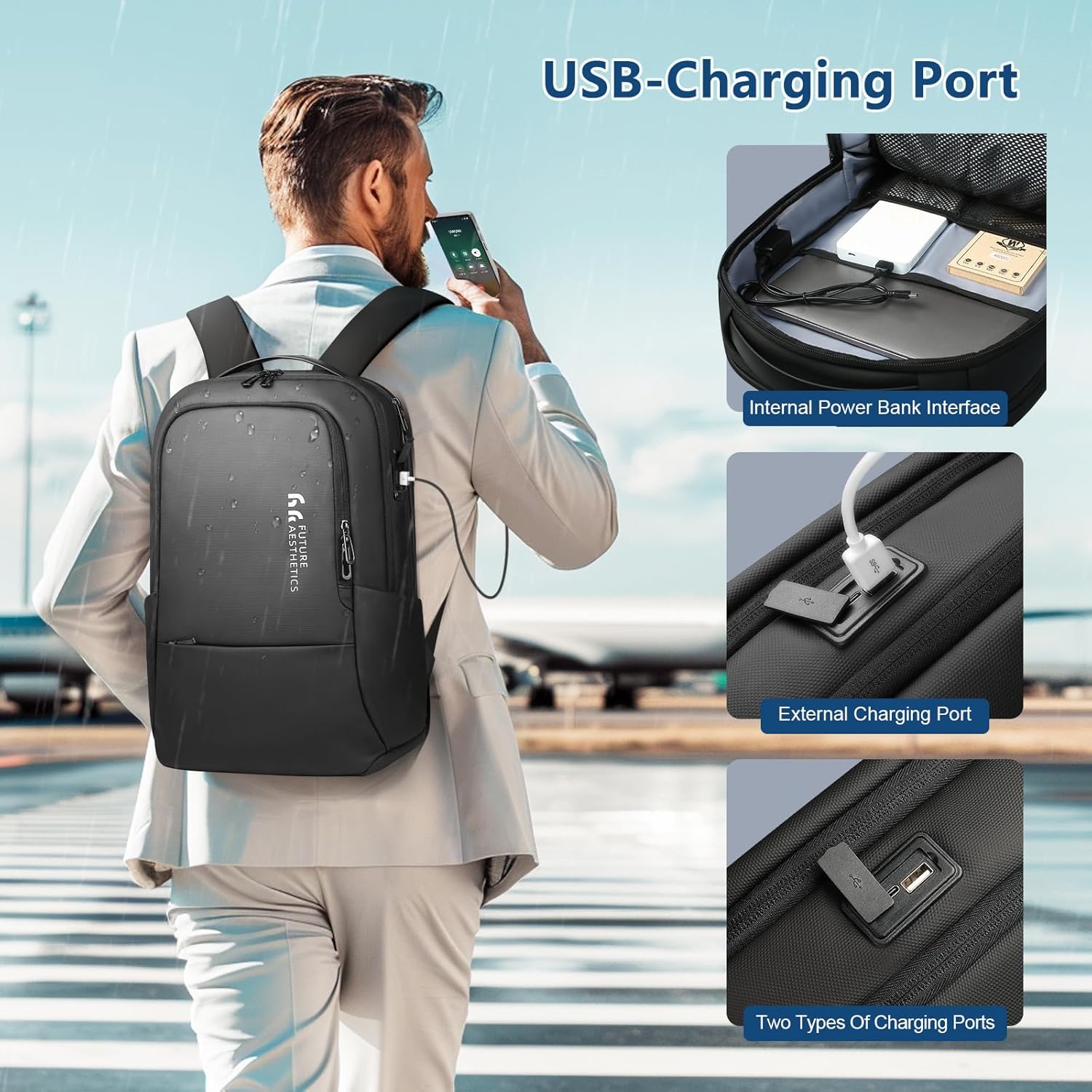 hk Mochila de viaje para laptop, Negro –