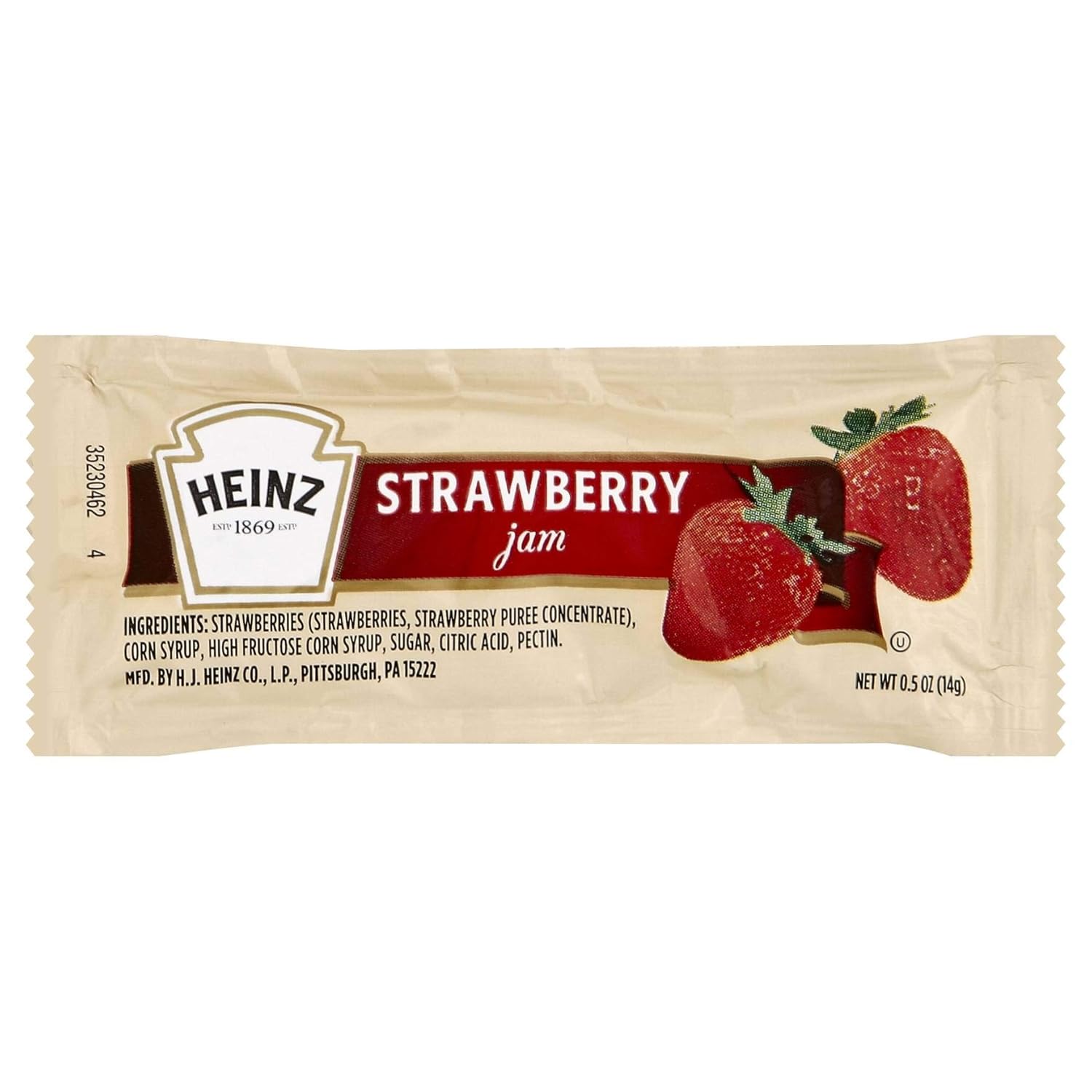 Mermelada de fresa, bolsa para apretar, 0.5 onzas, 200 cajas