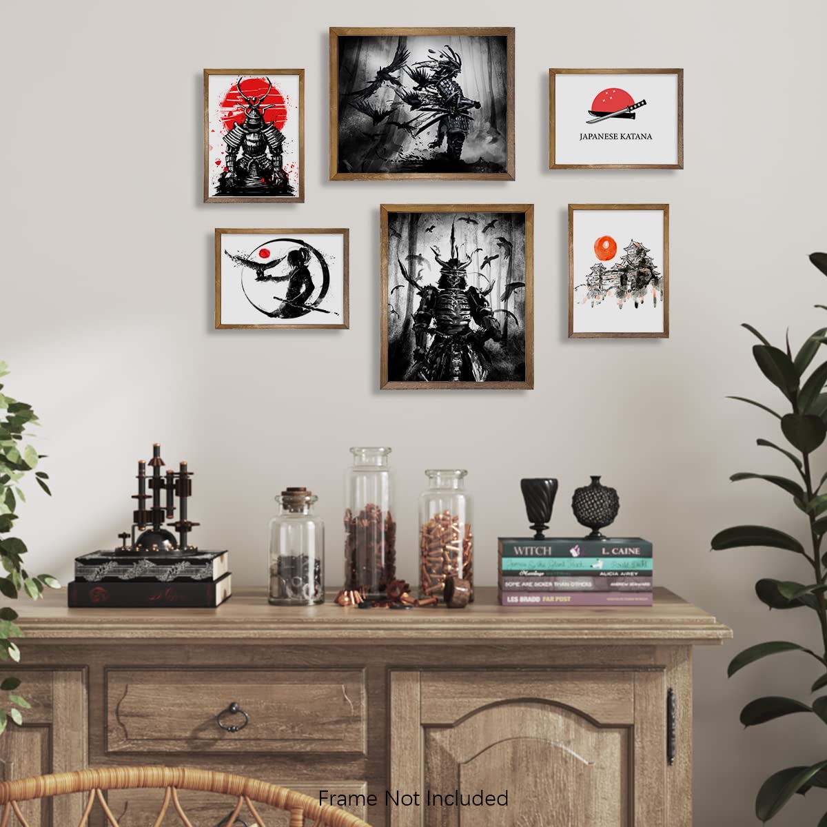 Japandi Home Decor – Japan Warrior Katana Picture Print – Bushido Karate Ninjas Japanese Themed Art Set – Japanese Samurai Poster Wall Art – Asian