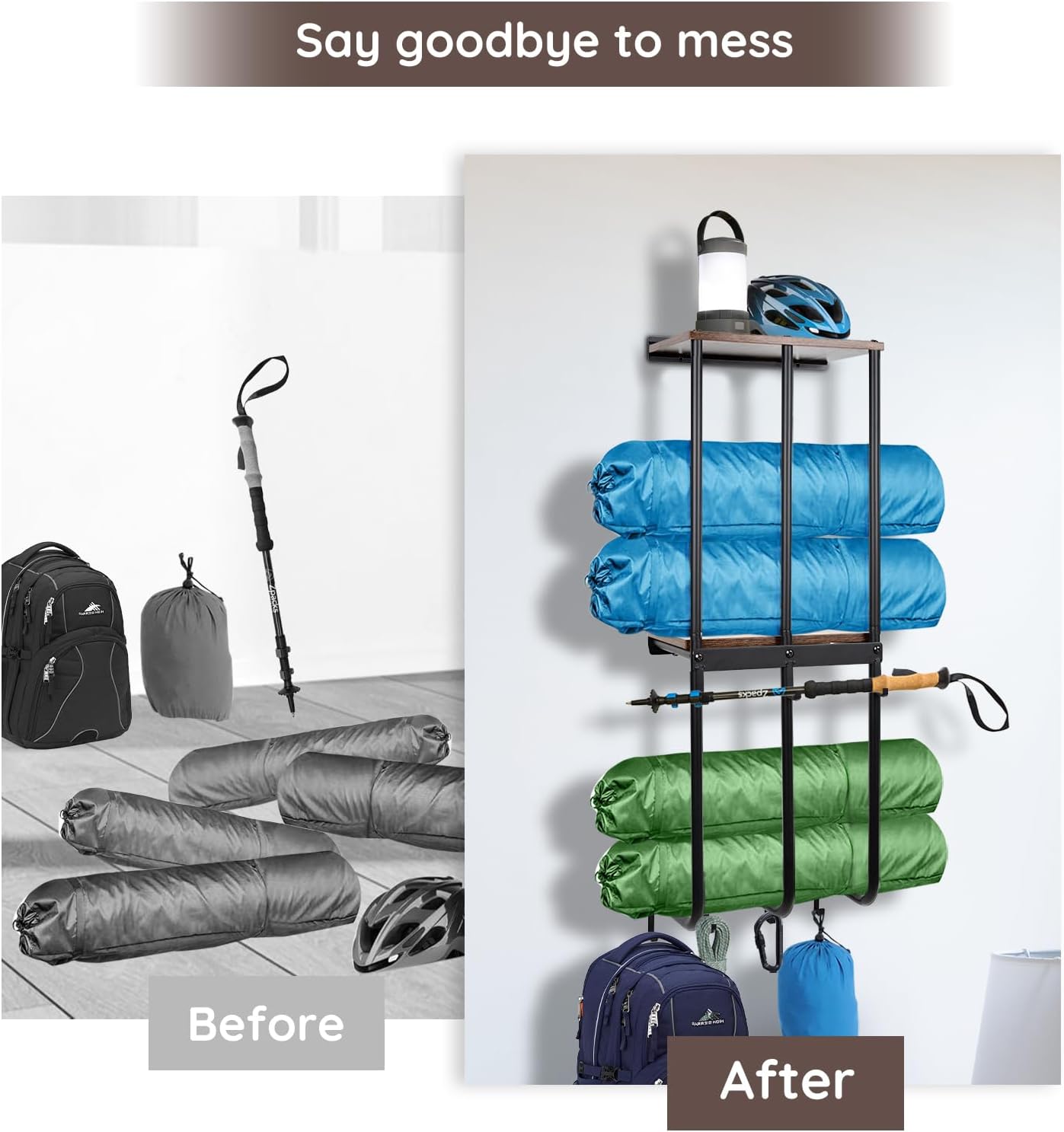 Estante de almacenamiento de pared para silla de campamento para garaje, soporte para silla de campamento, organizador de silla de césped de pared,