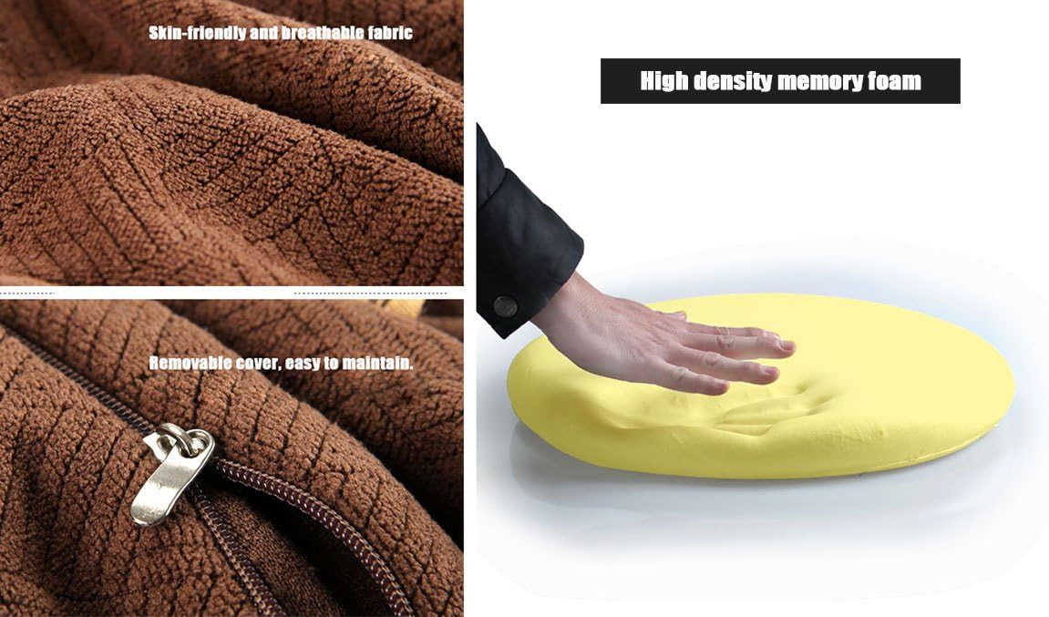 Sigmat Cojín de asiento de espuma viscoelástica antideslizante suave cojín redondo para silla de 16 pulgadas, color gris