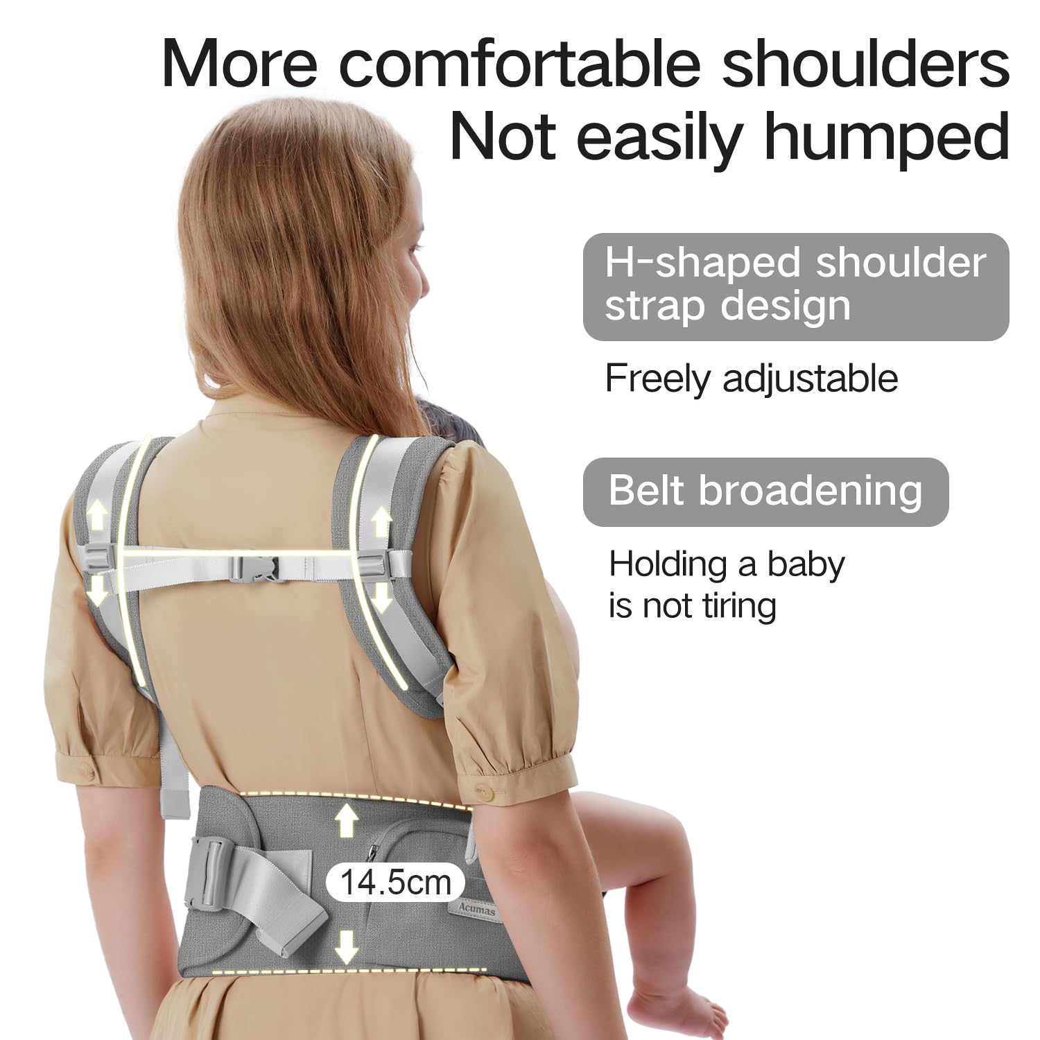 Portabebés para recién nacidos a niños pequeños, portabebés con asiento de cadera, (posición ergonómica M) para bebés de 3 a 36 meses, formas de