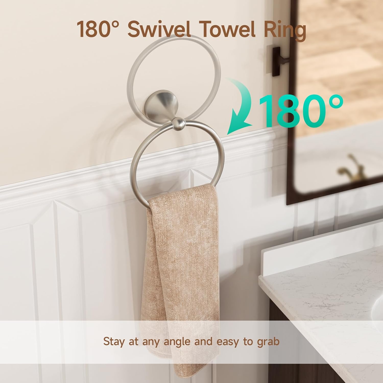 USHOWER Juego combinado de 4 piezas de accesorios de baño y toallero de 24 pulgadas, níquel cepillado