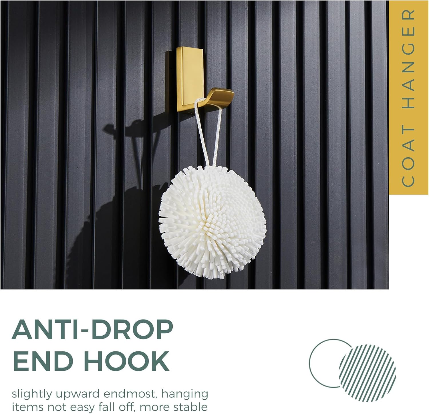 Gancho para bata de toalla, oro cepillado, soporte para toallas de mano de acero inoxidable 304, soporte de pared para colgar ropa de baño