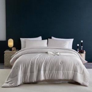 Juego de edredón tamaño Queen gris, viscosa de bambú, suave, refrescante, sedoso, transpirable, duradero, juego de edredón alternativo de plumón Juego de edredón tamaño Queen gris, viscosa de bambú, suave, refrescante, sedoso, transpirable, duradero, juego de edredón alternativo de plumón