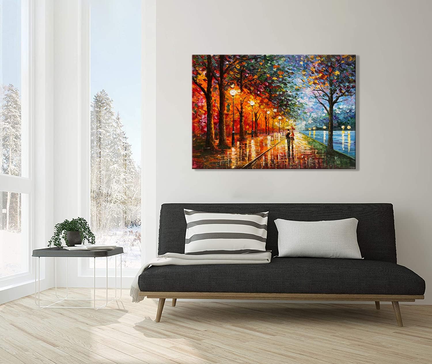 Alenoss Pinturas abstractas en lienzo 3D modernas al óleo sobre lienzo de 28 x 40 pulgadas, arte de pared colorido contemporáneo para parejas, arte