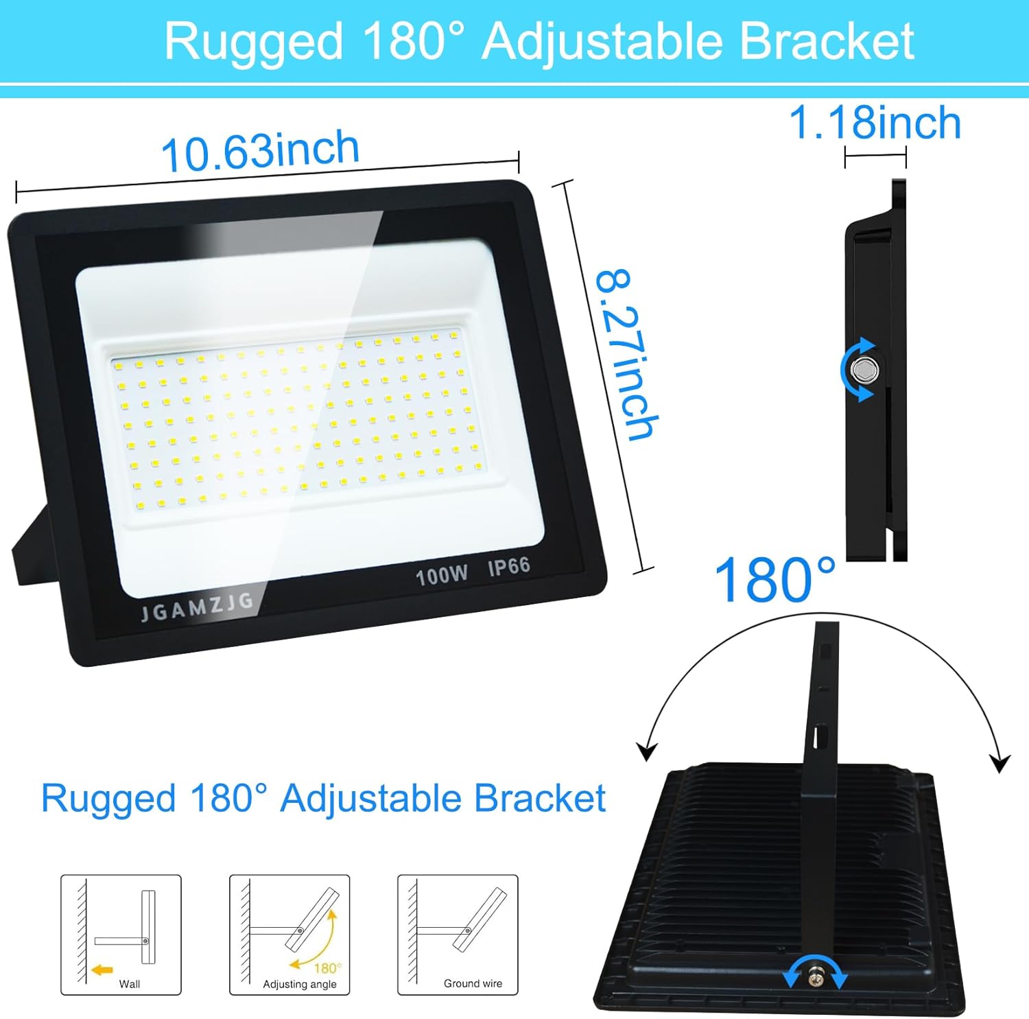 LED Flood Lights Outdoor, with Plug Flood Lights Outdoor, IP66 Waterproof, 6000K LED Outdoor Flood Light LED Flood Light Yard, Garden, Fishing
