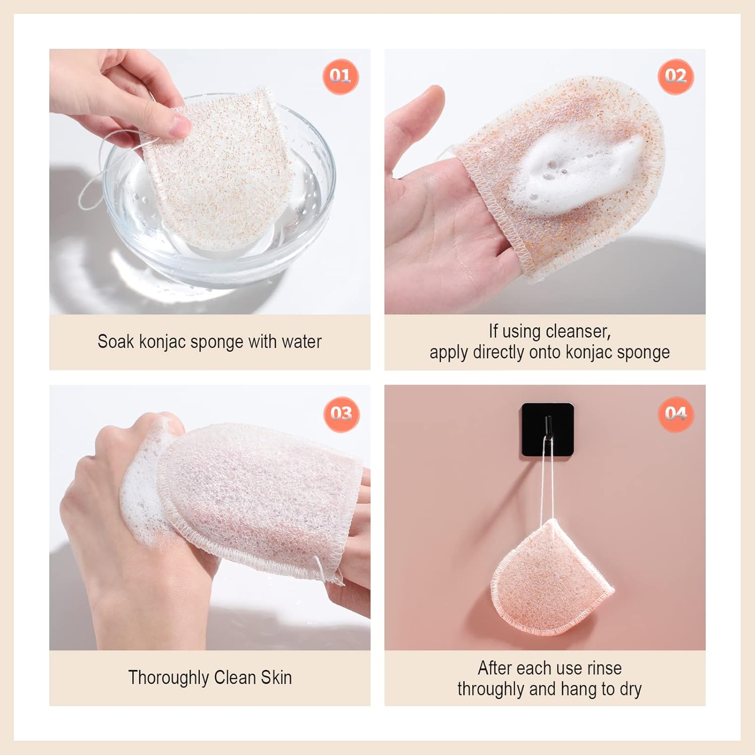 BS-MALL Esponjas faciales de cáscara de nuez, esponjas para limpiar la cara, elimina la suciedad profunda y la almohadilla removedor de maquillaje
