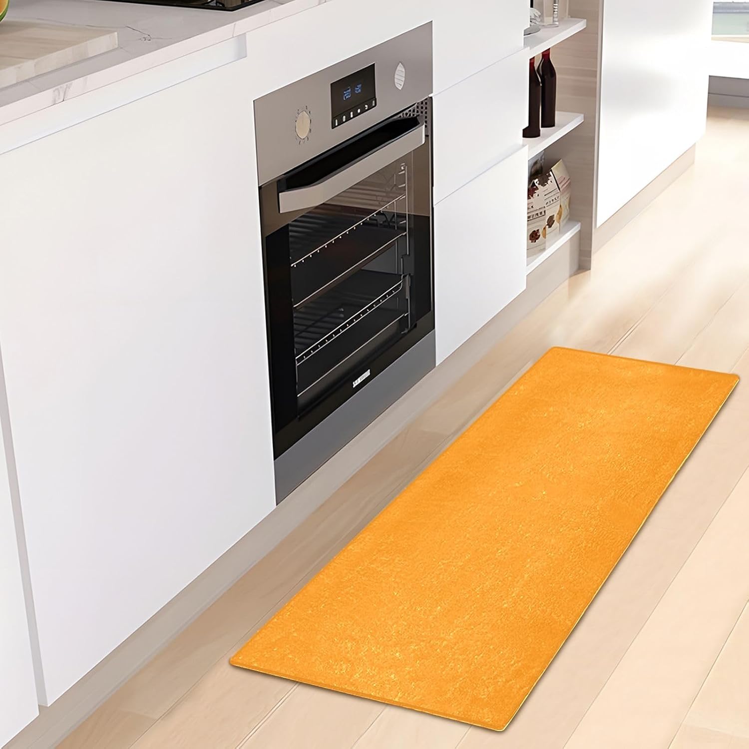Tapetes de baño de felpa naranja oscuro, parte trasera de goma antideslizante, lavable a máquina, tapete absorbente de agua para baño, 39 x 20