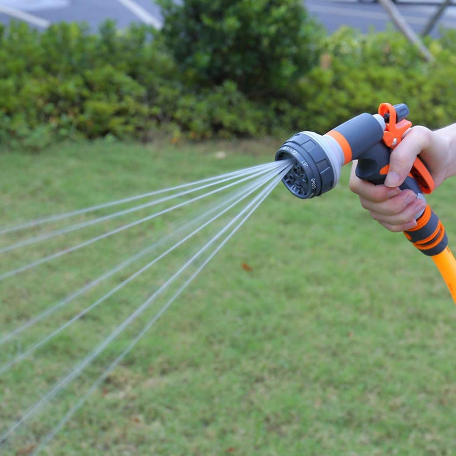 Boquilla de manguera de jardín, boquilla de pulverización de agua resistente con 8 patrones de riego ajustables, rociador de boquilla de manguera de