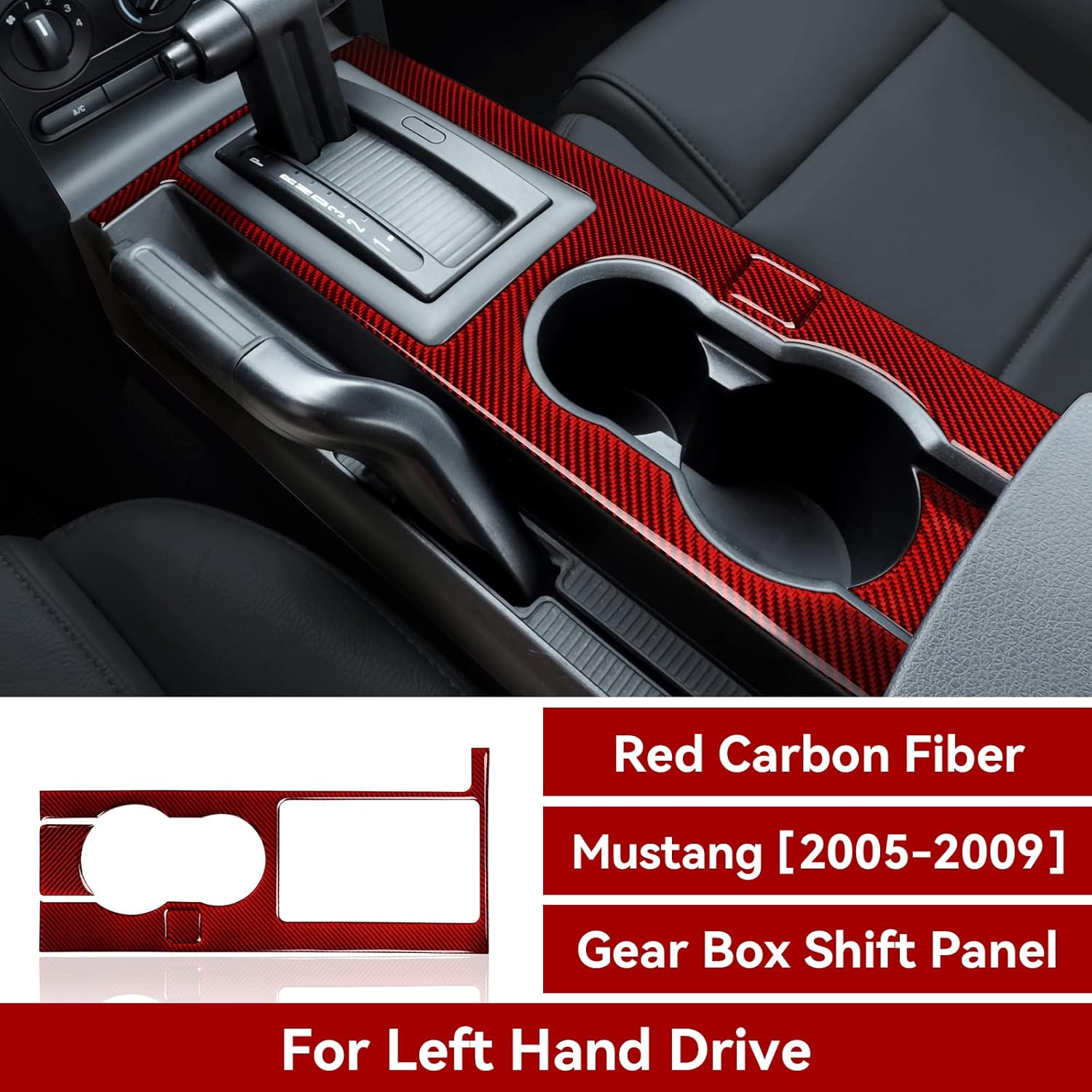 Fibra de carbono coche interior caja de cambios cambio panel etiqueta accesorios para Ford Mustang GT 2005 2006 2007 2008 2009