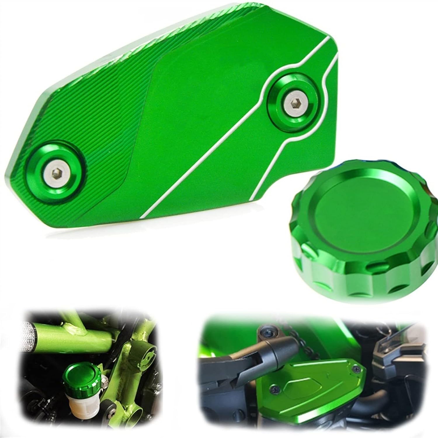 Cover Cap Guard Motorcycle Front Brake Master Cylinder Cover Brake Fluid Reservoir Cover Cap for Kawasaki VERSYS 650 2015 2016 2017 (Color  Green