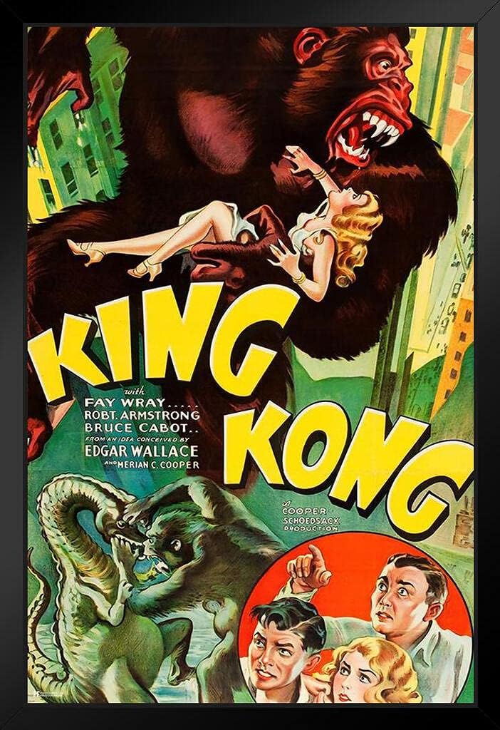 King Kong 1933 RKO Studio Retro Vintage Classic Hollywood Film Giant Ape Monkey Kaiju Horror Movie Poster Monster Merchandise Original King Kong