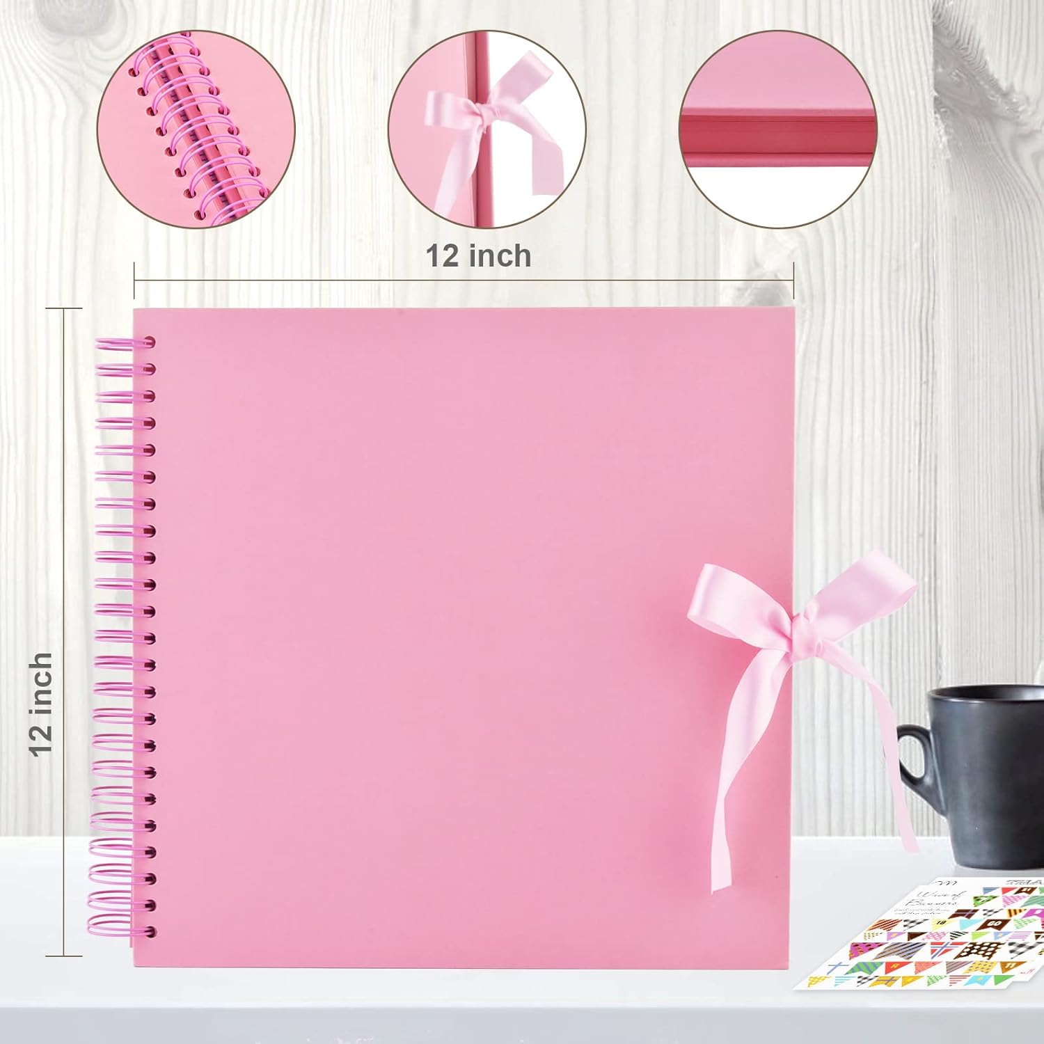 GOTIDEAL Álbum de recortes de 12 x 12 pulgadas con 10 marcadores metálicos, 80 páginas de papel artesanal para bodas y aniversarios, álbum de fotos