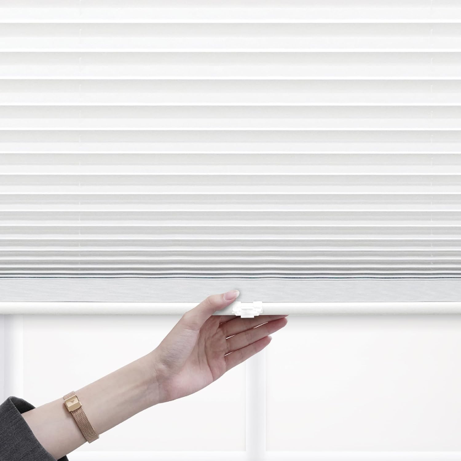 DEZ Furnishings Persiana plisada para filtrar la luz sin cordón, QDWT274480