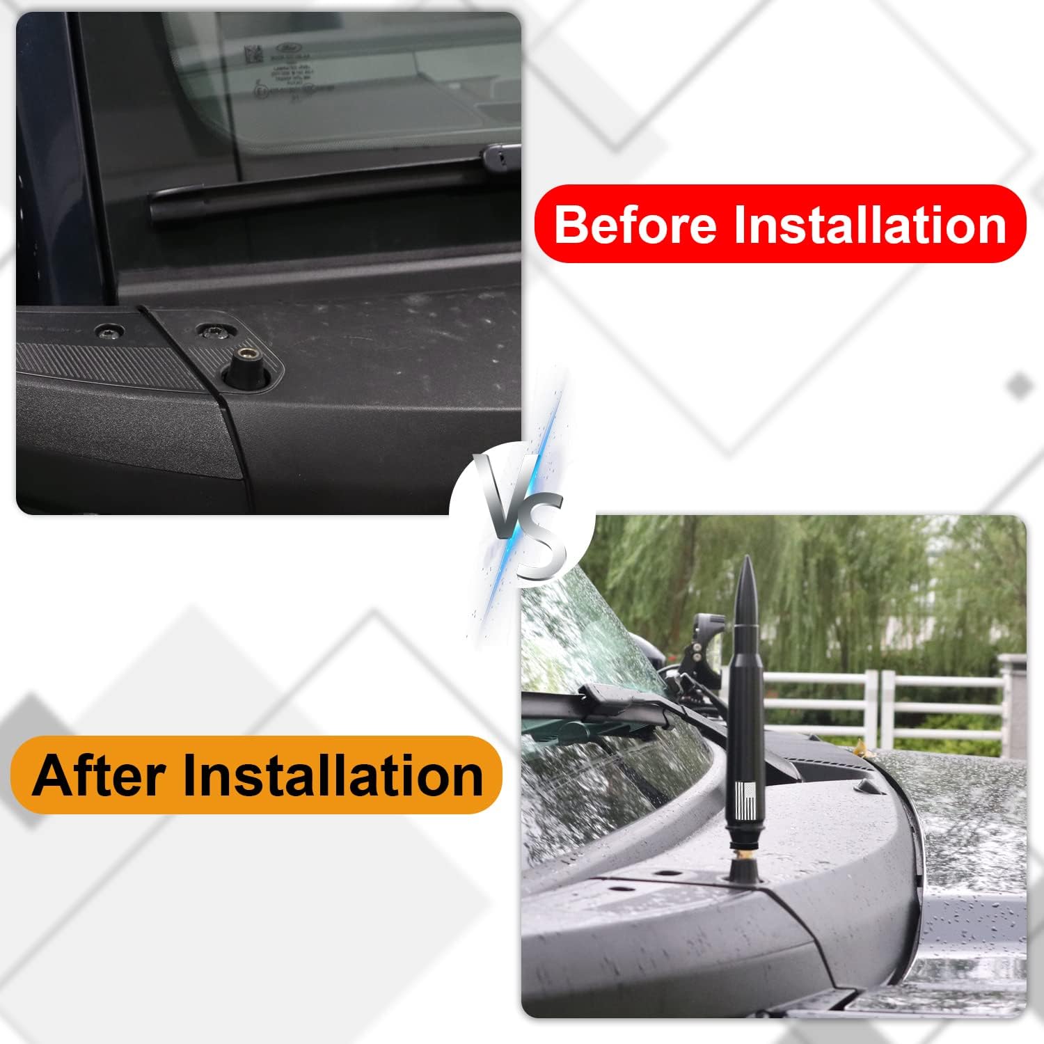 Reemplazo de antena de aluminio de calibre pesado compatible con Ford Bronco 2021 2022 2023 24 puertas accesorios de decoración exterior