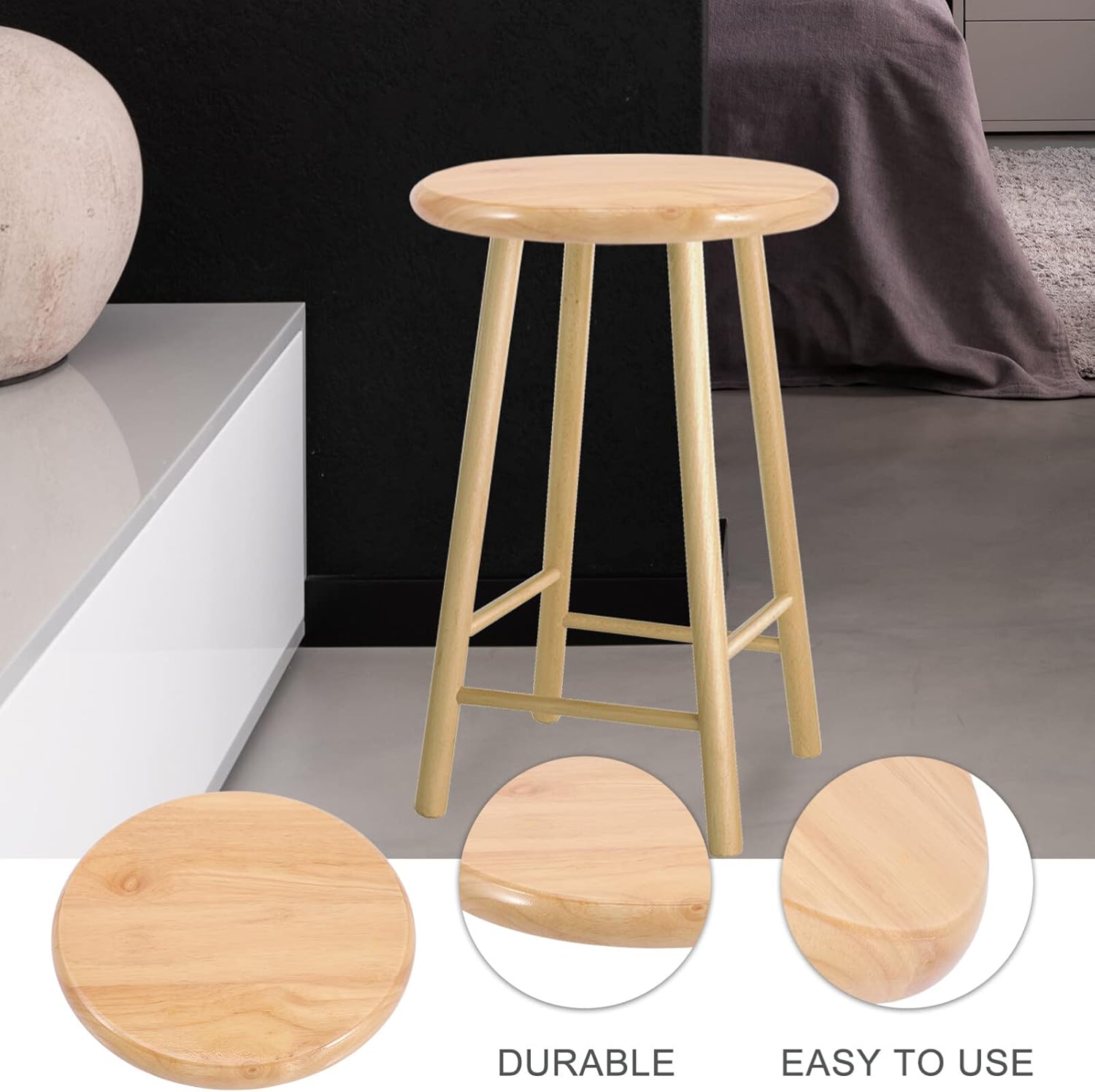 DOITOOL Taburete de madera para sillas de bar, 2 piezas de repuesto de asiento de taburete de bar de madera, asiento redondo de 12 pulgadas, asiento