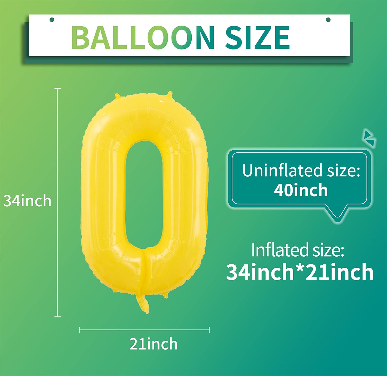 Globos gigantes de helio de aluminio de 40 pulgadas para decoraciones de fiesta de cumpleaños (número 0)