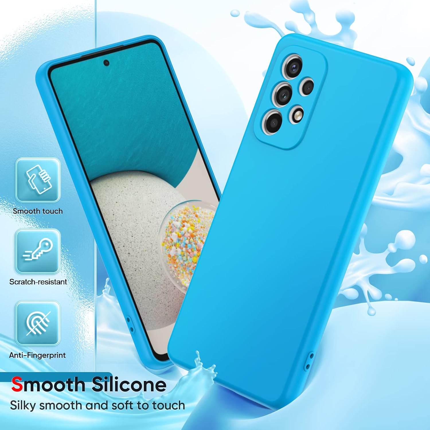 LeYi Funda para Samsung Galaxy A53 5G, funda para teléfono Samsung A53 5G con 2 unidades Protector de pantalla de vidrio templado, funda de