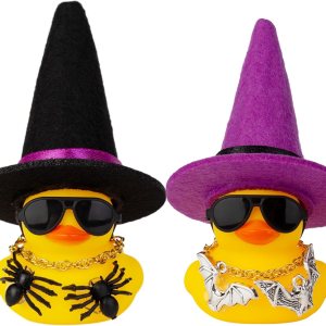 MuMyer Patos de Halloween para automóvil, paquete de 2 adornos de goma para automóvil, pato amarillo, decoración de tablero de automóvil con MuMyer Patos de Halloween para automóvil, paquete de 2 adornos de goma para automóvil, pato amarillo, decoración de tablero de automóvil con