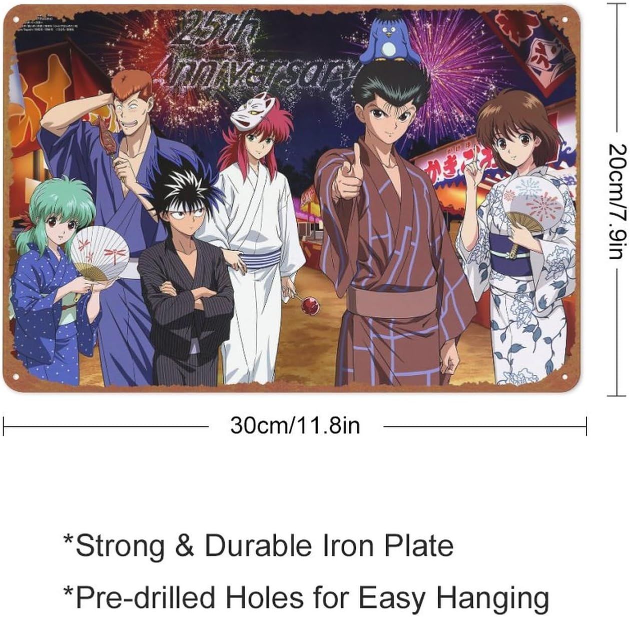Yu Yu Hakusho Hiei Kurama Yukina Yusuke Urameshi Keiko Yukimura Kazuma Kuwabara Cartel de metal de hojalata vintage decoración de pared sala de