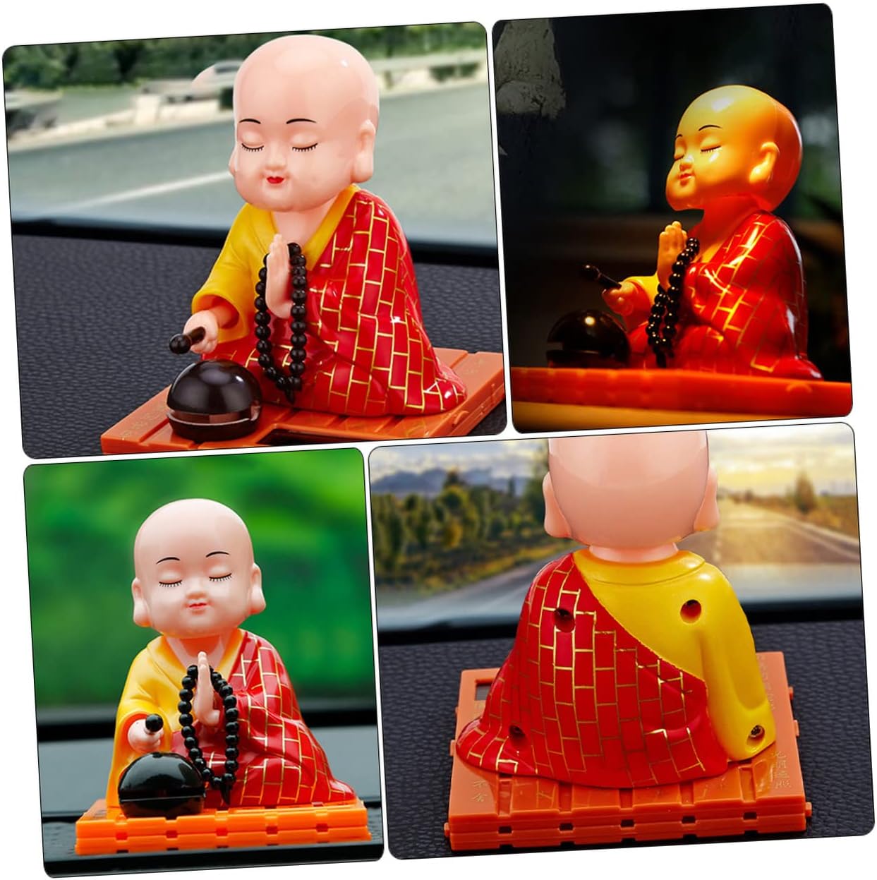 Adornos de muñeca, figura de acción, cabeza sacudida, decoración de coche, figura de monje solar, coches, salpicadero, figuras de salpicadero,