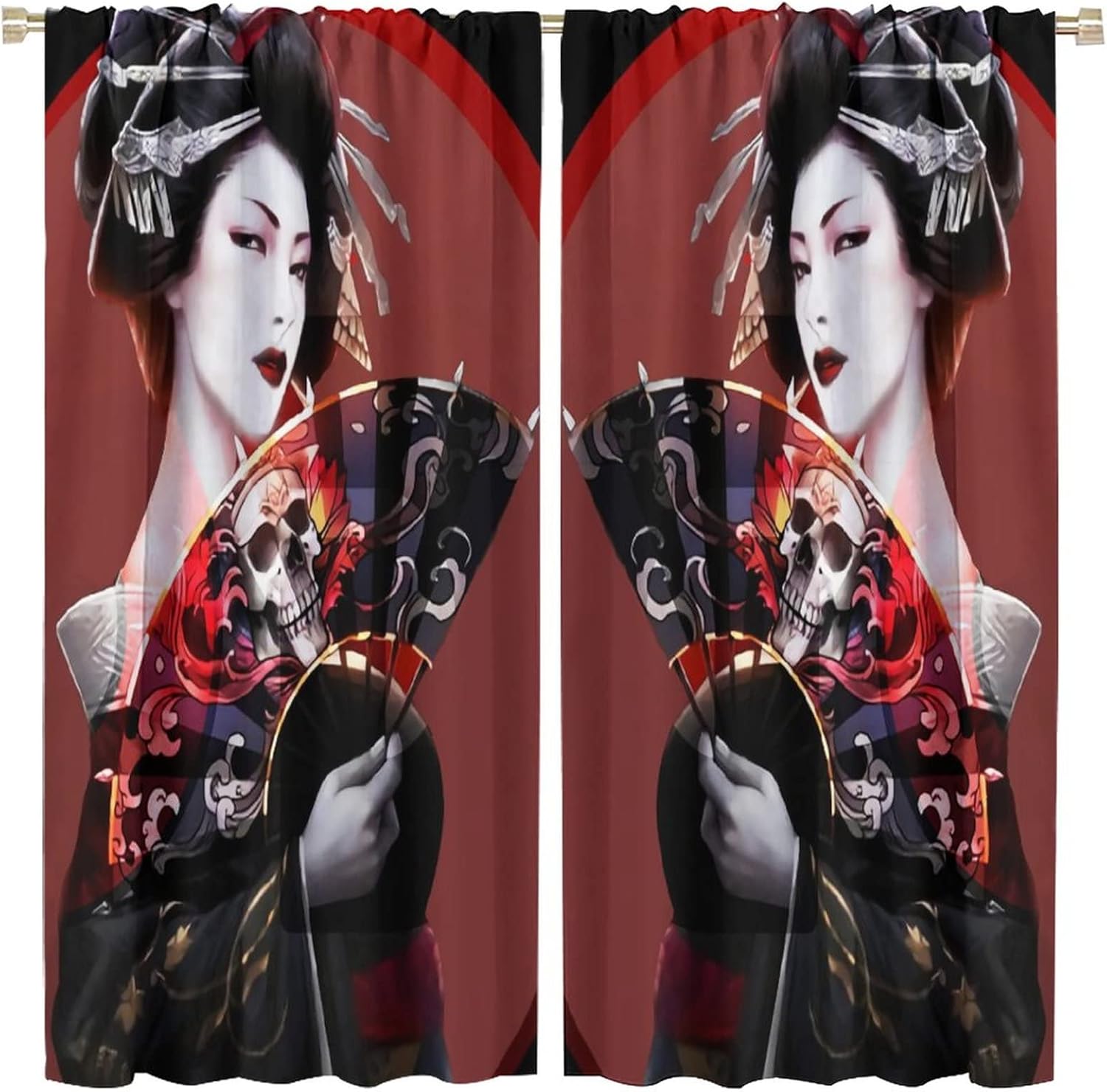 Cortina de geisha japonesa con reducción de ruido para el hogar, cocina, oficina, cafetería, 2 paneles de 42 x 45 pulgadas