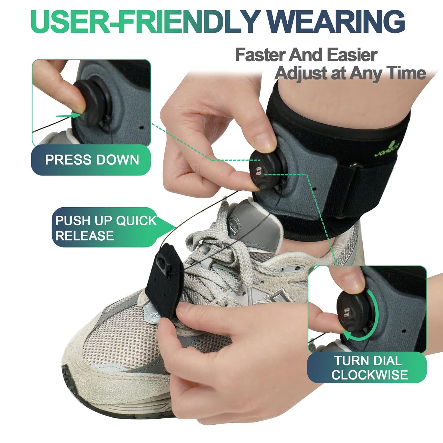 Soporte de pie con carrete de ajuste dorsiflexión, soporte de pie para levantamiento de pies para caminar con zapatos para caída de pie por ALS, MS,