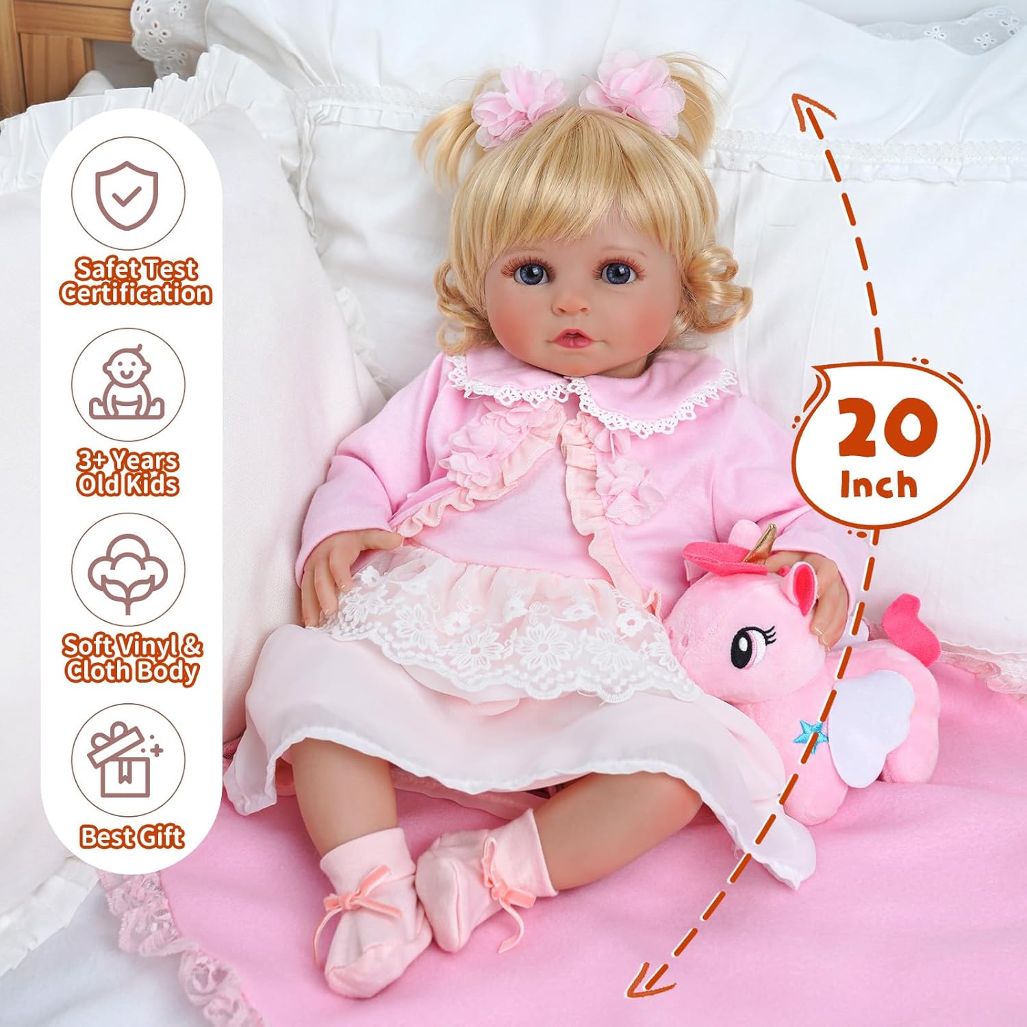 ADFO DreamyDolly – Muñecas de bebé recién nacidas, detalles realistas de cara y cuerpo, sensación de bebé real, piel suave y cuerpo, muñecas
