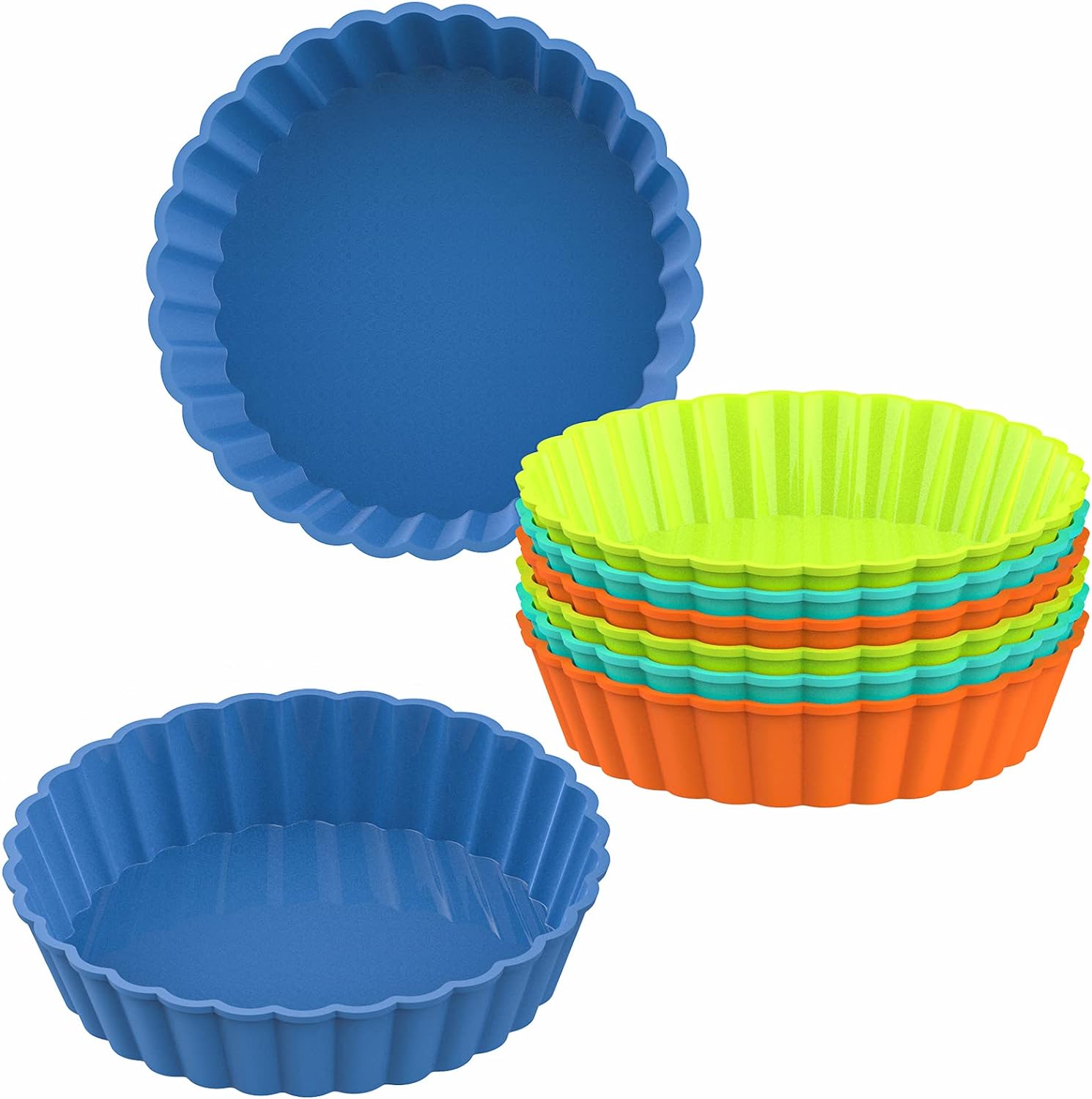 Webake Sartén de silicona para quiche, 8 sartenes acanaladas para tartas redondas de 5 pulgadas