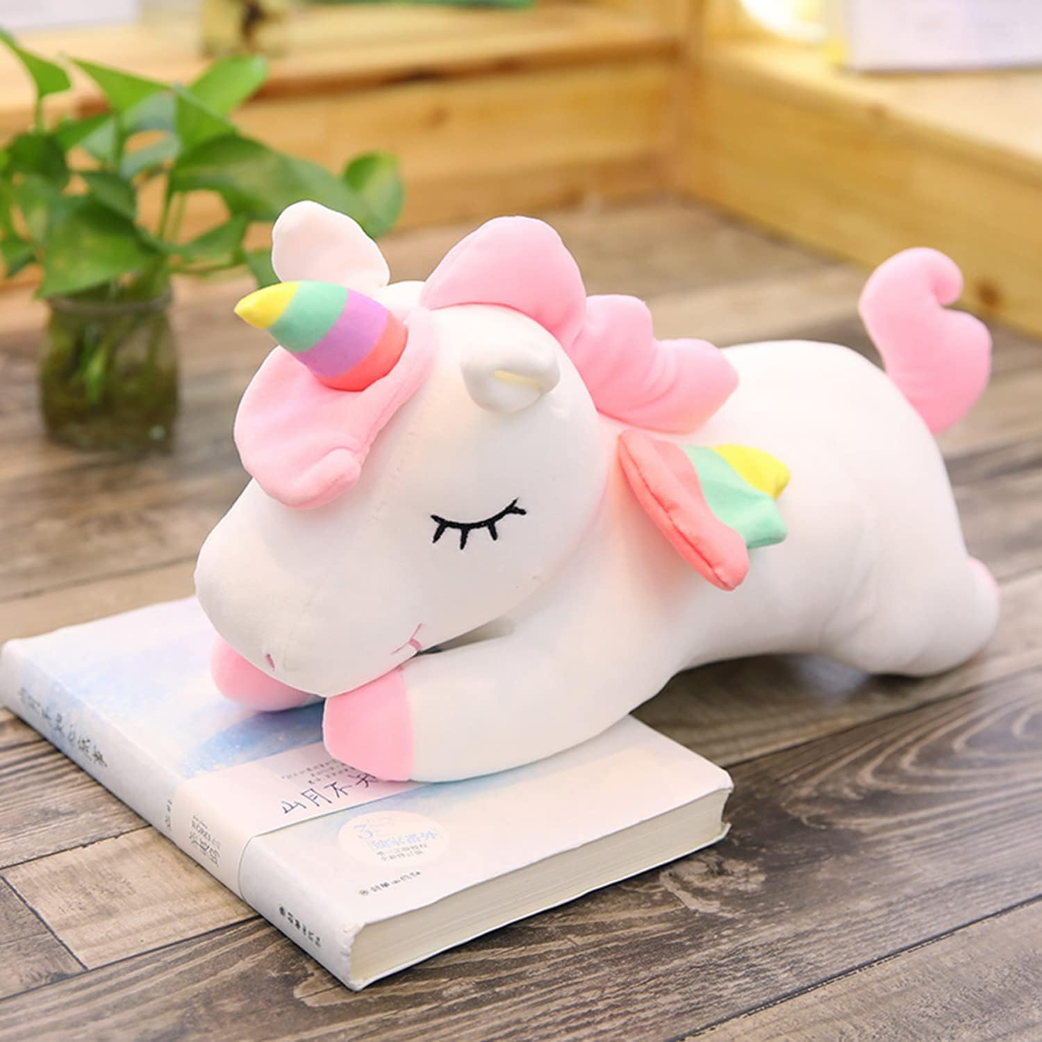 Animales de peluche de unicornio, almohada suave de unicornio para abrazar, regalo para niños (blanco, 12 pulgadas)