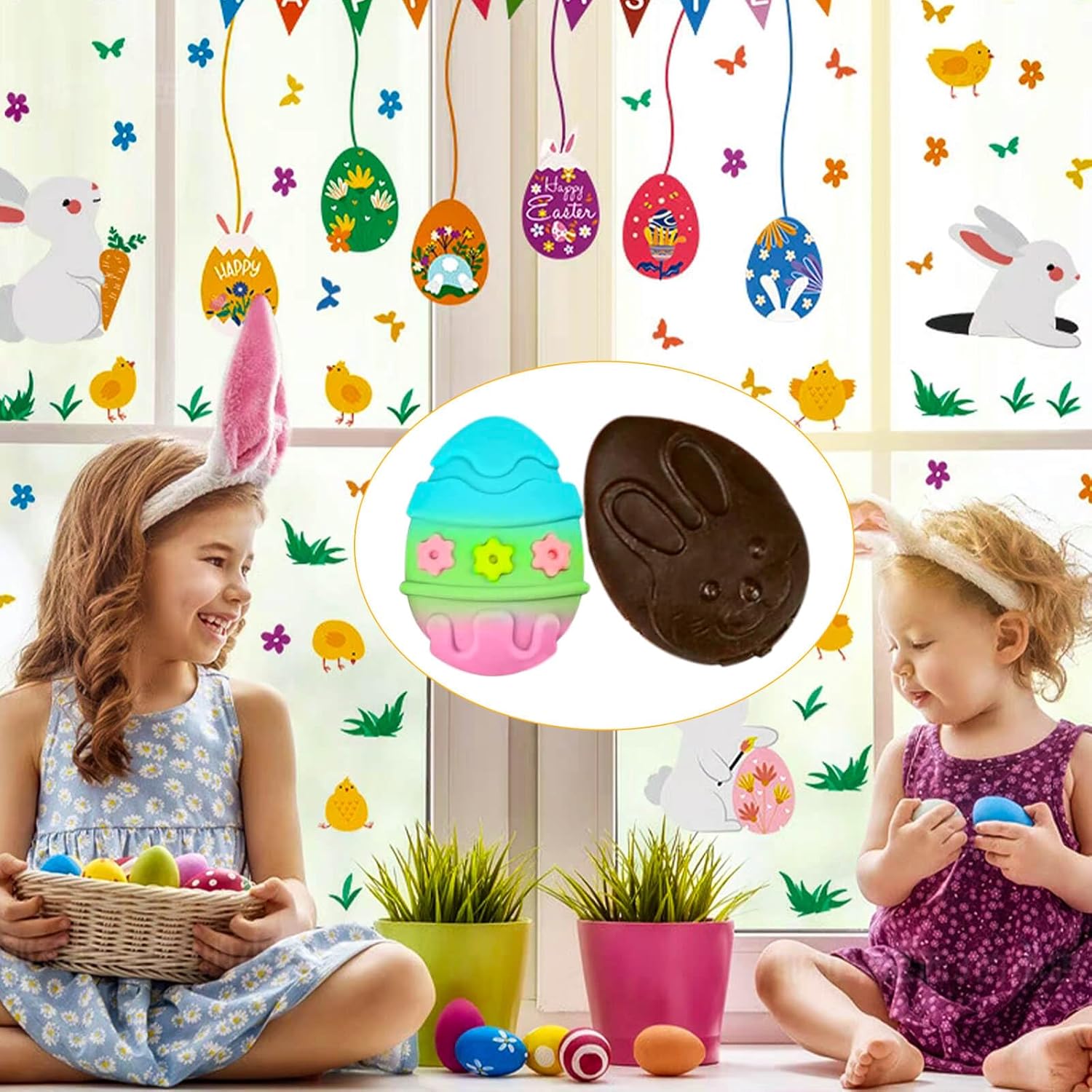 2 moldes de silicona de Pascua para hornear pudín hechos a mano, jabones, velas, gelatinas de chocolate, cubitos de hielo, gomita (rosa)