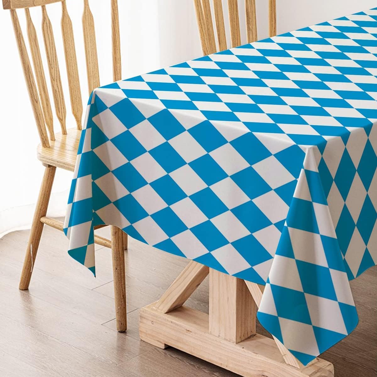 Mantel de Oktoberfest para decoración de fiesta temática del Oktoberfest alemán, mantel rectangular con bandera bávara azul, para decoración de casa