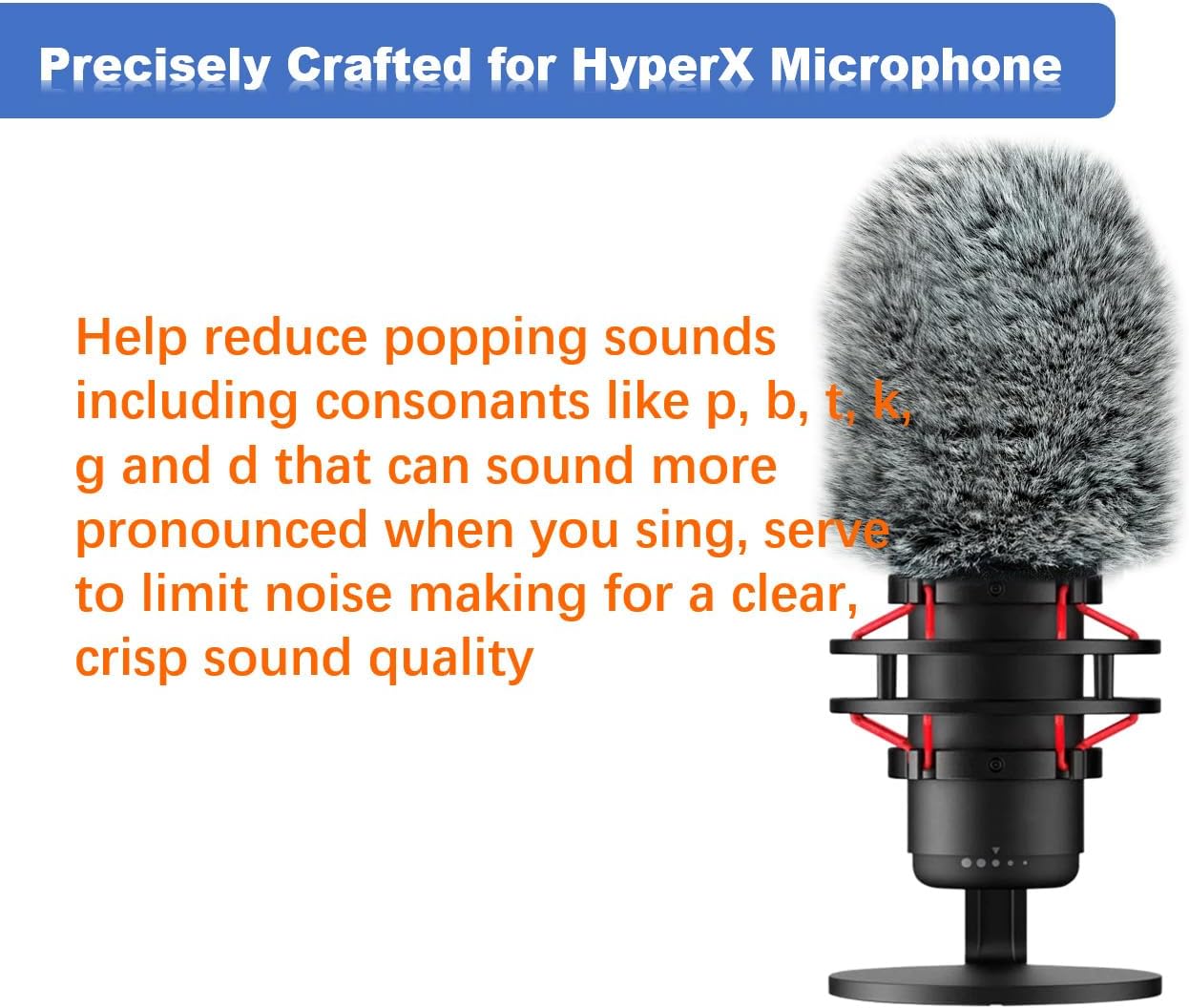 Parabrisas de micrófono para Hyperx Quadcasts, funda de micrófono de gato muerto peludo para filtrar el ruido del viento, los zumbidos y el ruido de